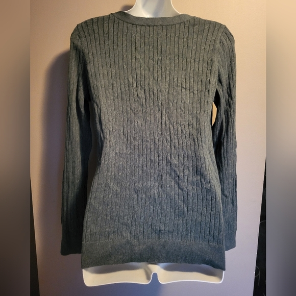 NEW  Talbots Green Ribbed Sweater, Size Petite Medium - Picture 2 of 3